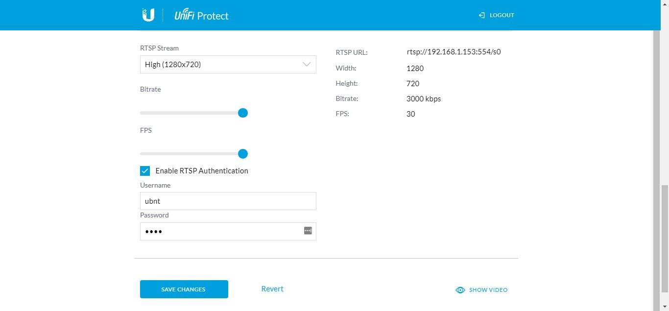 unifi protect rtsp camera