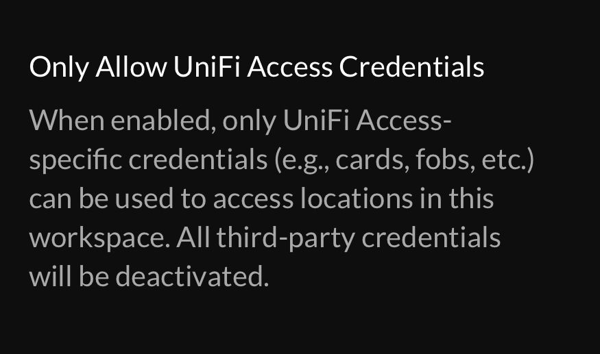 ( cards Ubiquiti Key access Unifi Fob) Feature Request> | Different Community