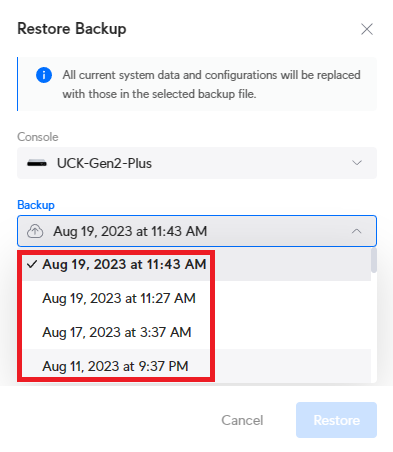 Download backuped log files