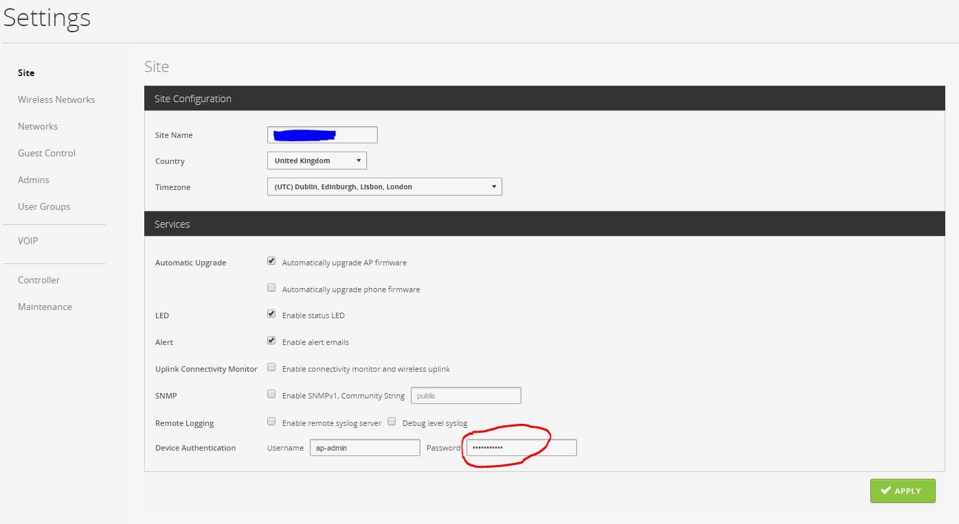 Ssh into unifi ap