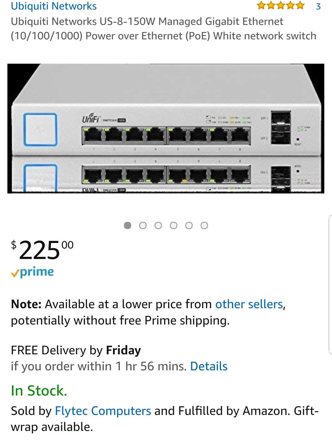 Ubiquiti Networks US-8-150W 8 Ethernet Switch for sale online