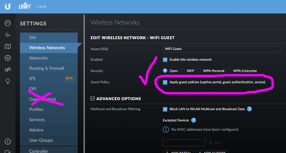 Unifi guest network
