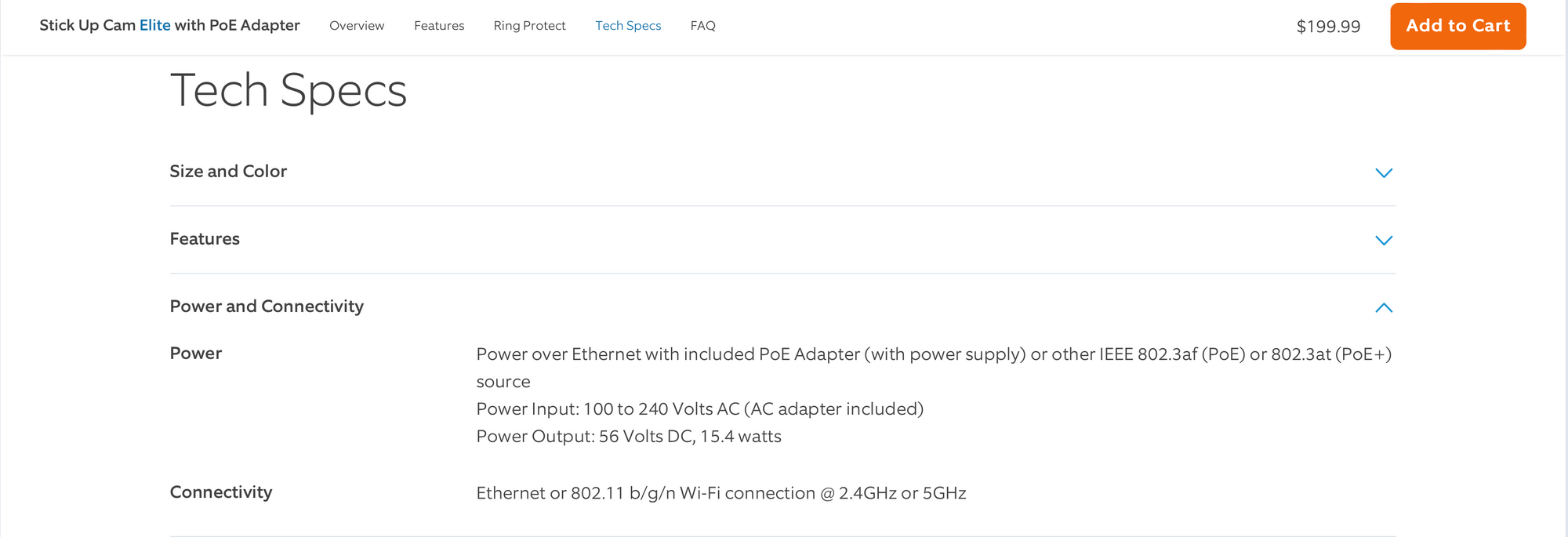 Stick Up Cam Elite with PoE Adapter (Power over ethernet)