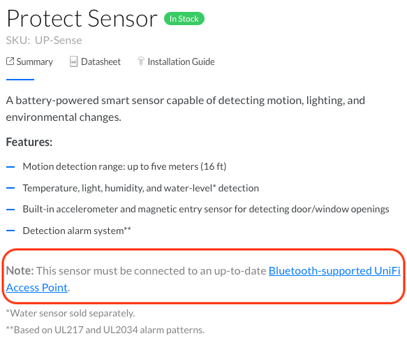 Protect Sensor requirements question