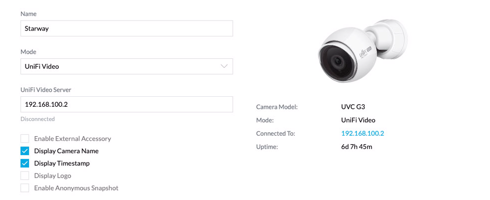 Ubiquiti camera hot sale server