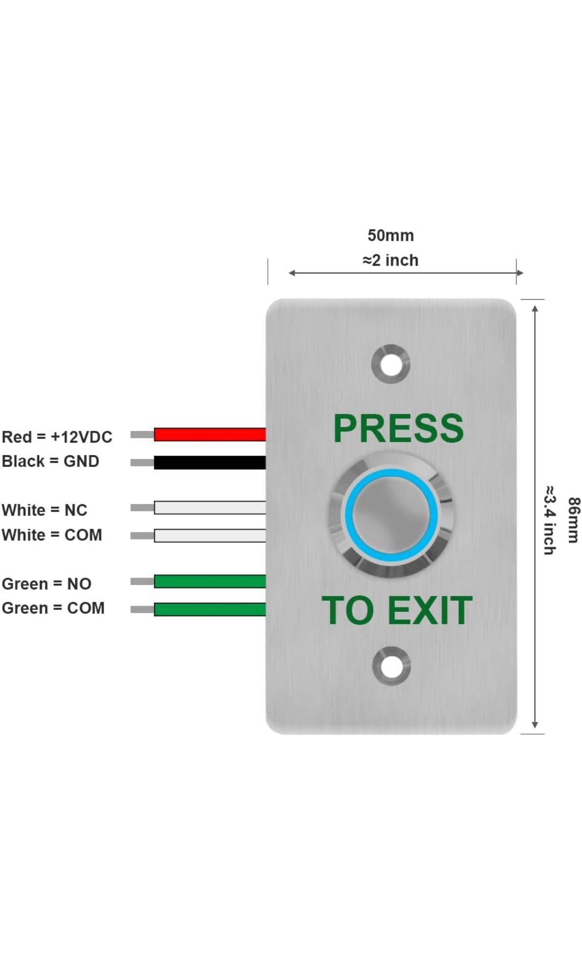 Magnetic Lock Exit Push Release Button Switch For Door Access Control