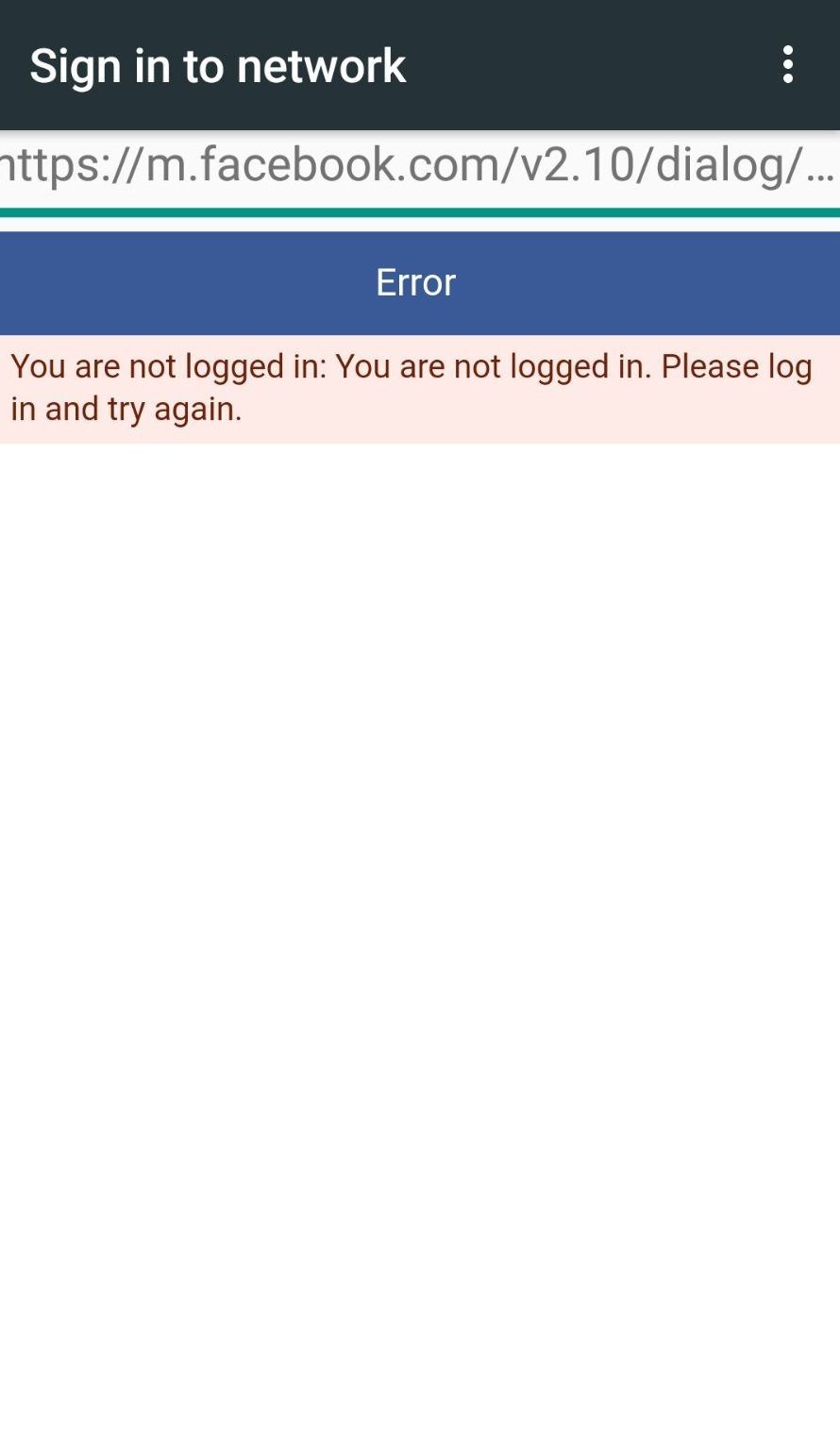 Facebook Login error