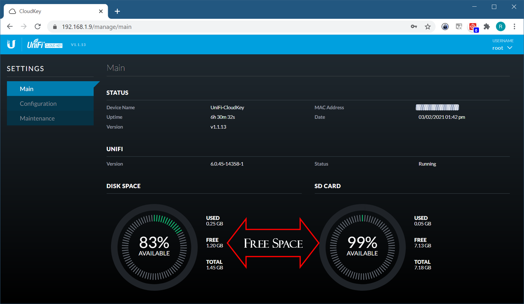 Out Of Space/Corrupt DB On Cloud Key Gen 1 | Ubiquiti Community