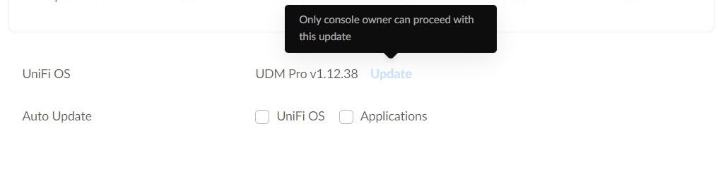 UDM Pro v2.4.27 requires OWNER to update?? Please change this for