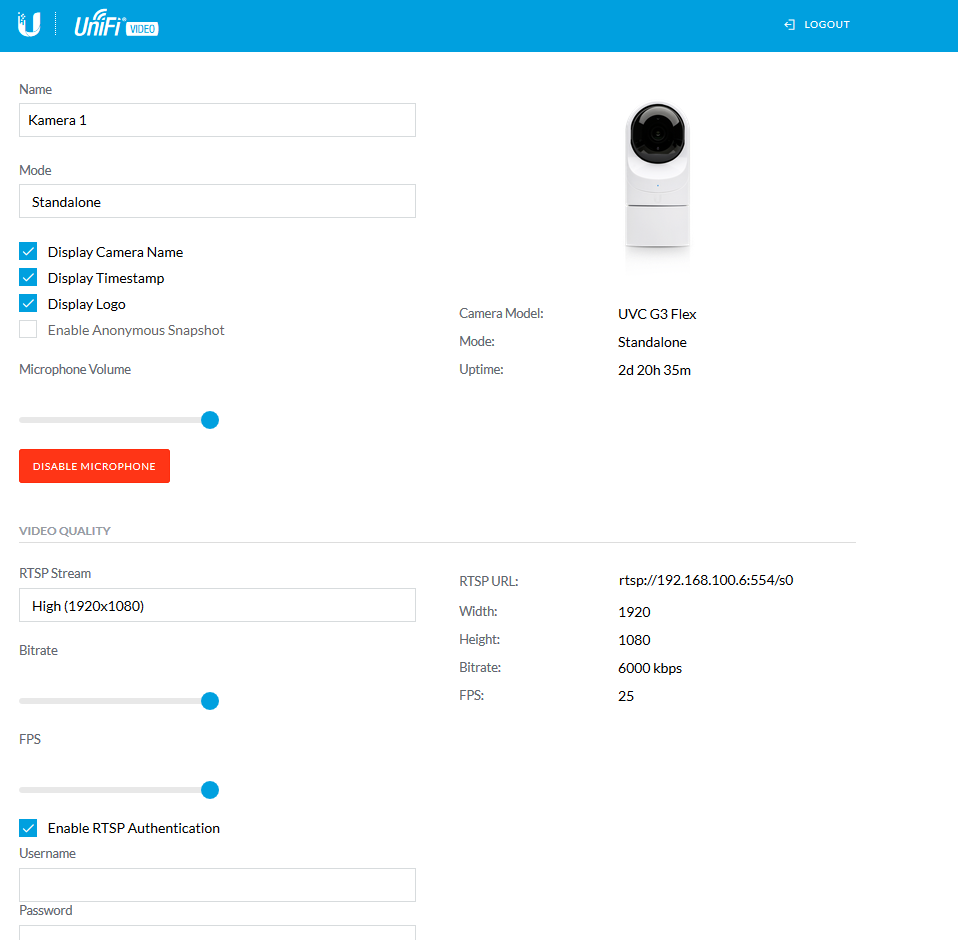 Unifi g3 hot sale synology surveillance station