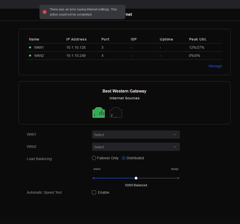 USGPRO4: 'The gateway is unable to connect to the Internet' - but it is