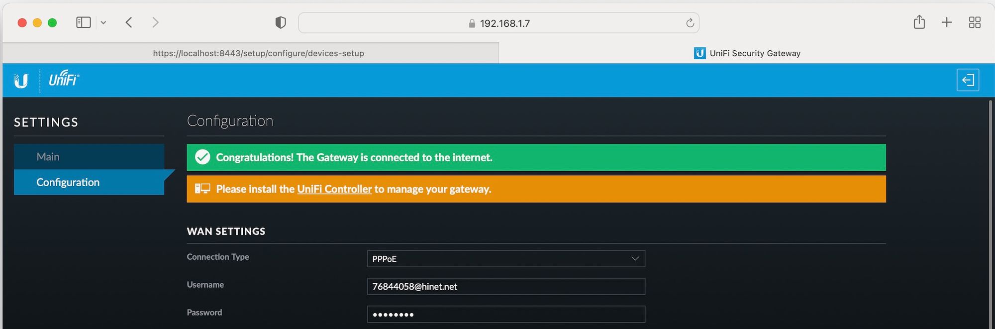 Unifi Security Gateway is connected to Internet, but I can&rsquo;t get 