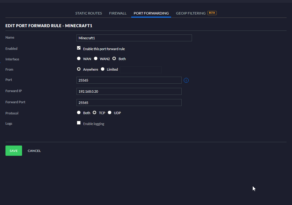 Port Forwarding With Minecraft Server Ubiquiti Community