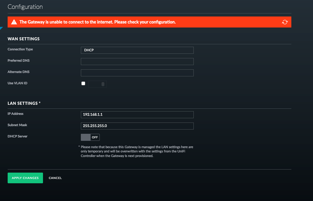 USGPRO4: 'The gateway is unable to connect to the Internet' - but it is