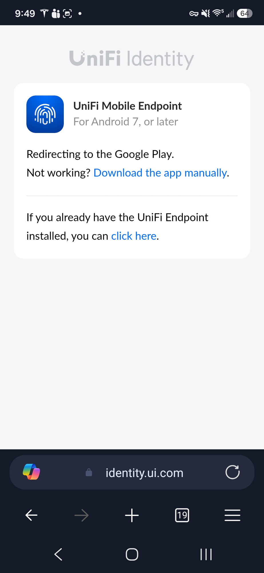 From the Endpoint splash screen, scrolling down reveals some text ...