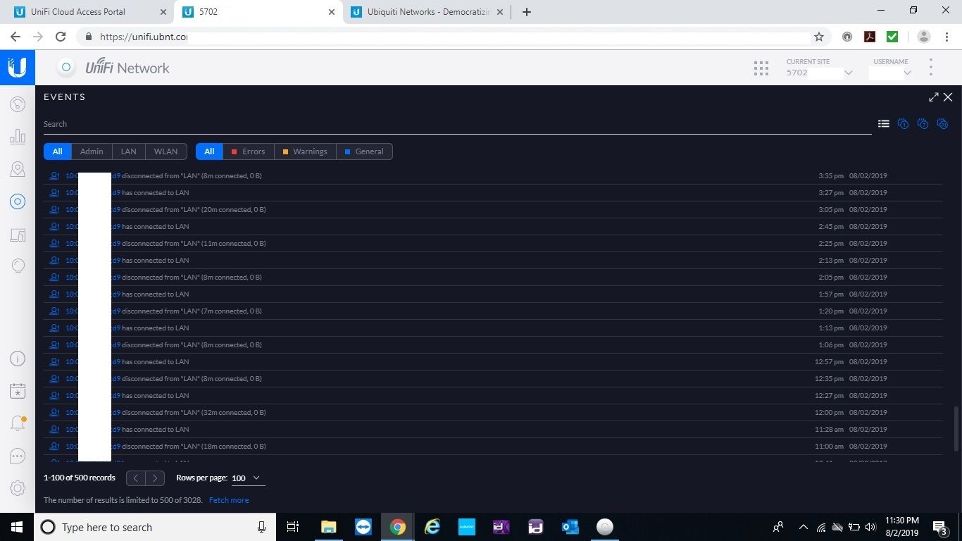 I have seen several messages in the Event window that say   disconnected from LAN andor  has connected to LAN | Ubiquiti  Community