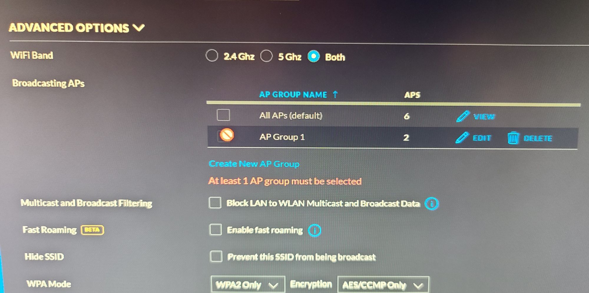 At Least 1 Ap Group Must Be Selected Ubiquiti Community